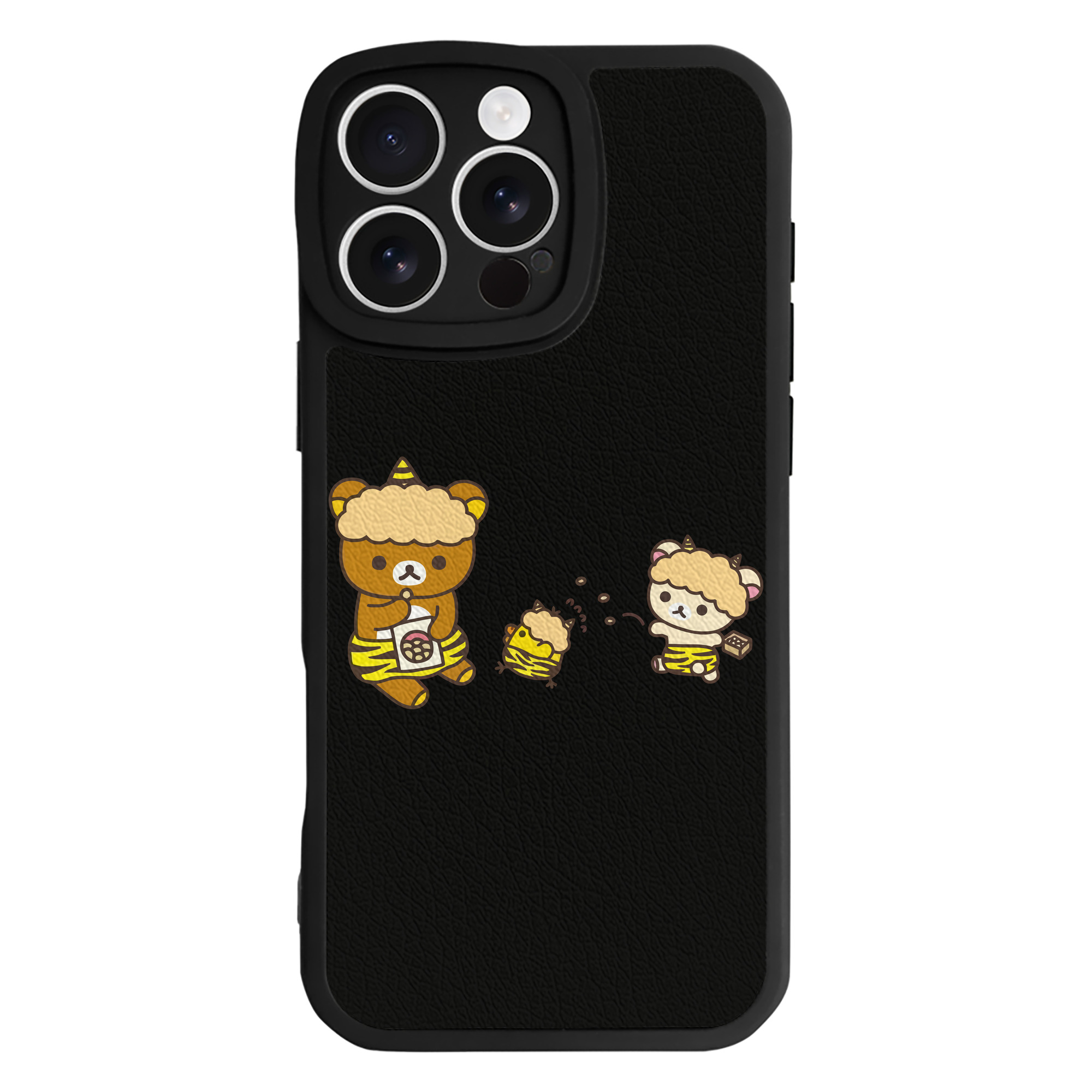 （画像用） リラックマ リラックマ キイロイトリ Rilakkuma Korilakkuma Kiiroitori 【iPhone 16シリーズ対応】シリコンスマホケース（レザー調） 材質：シリコン